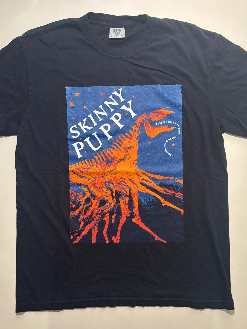 Final tour skinny puppy dinosaur graphic rock band shirt
